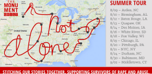 map of U.S. with "not alone" written in red